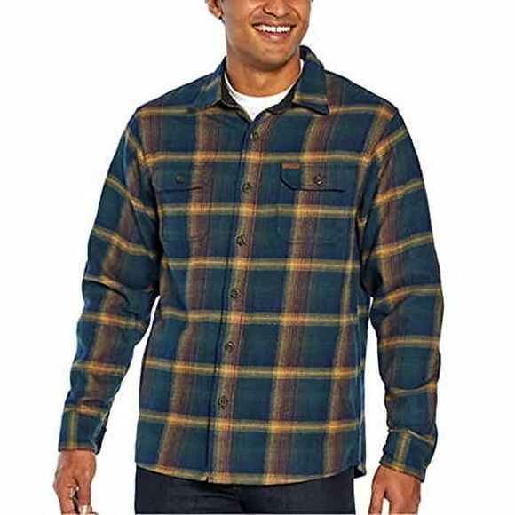 Orvis Men’s Green Multi Plaid Big Bear Heavyweight Double Brushed Flannel Button - Picture 1 of 11